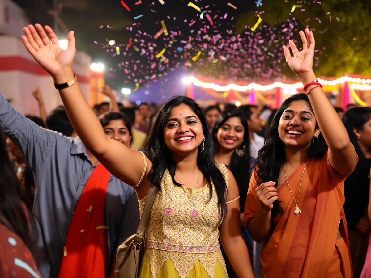 Students celebrating at the campus cultural fest