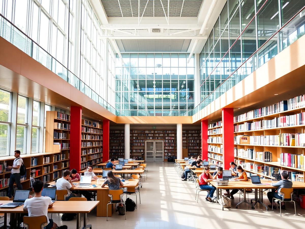 Students studying in the university library